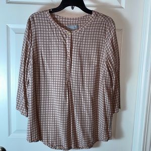 Liz Claiborne Womens Split 3/4 Sleeve Tunic Top  Pink and Black Size Large